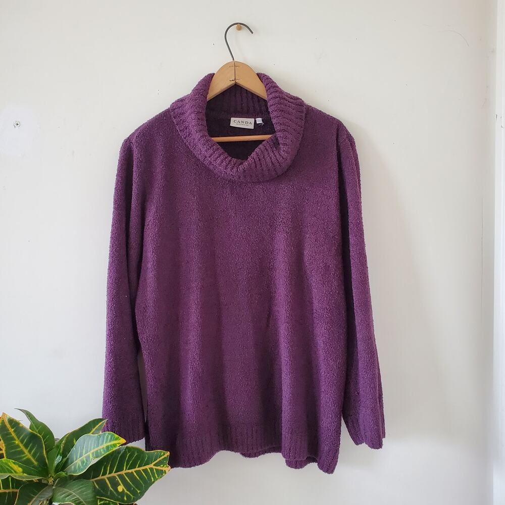 CANDA Vintage Blackberry Purple Turtleneck Sweater Pullover